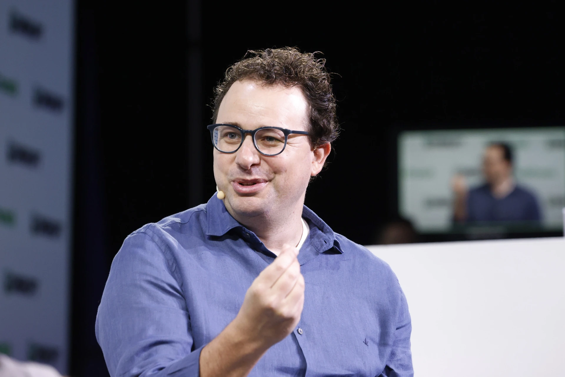 Anthropic co-founder Dario Amodei speaking at TechCrunch Disrupt 2023
